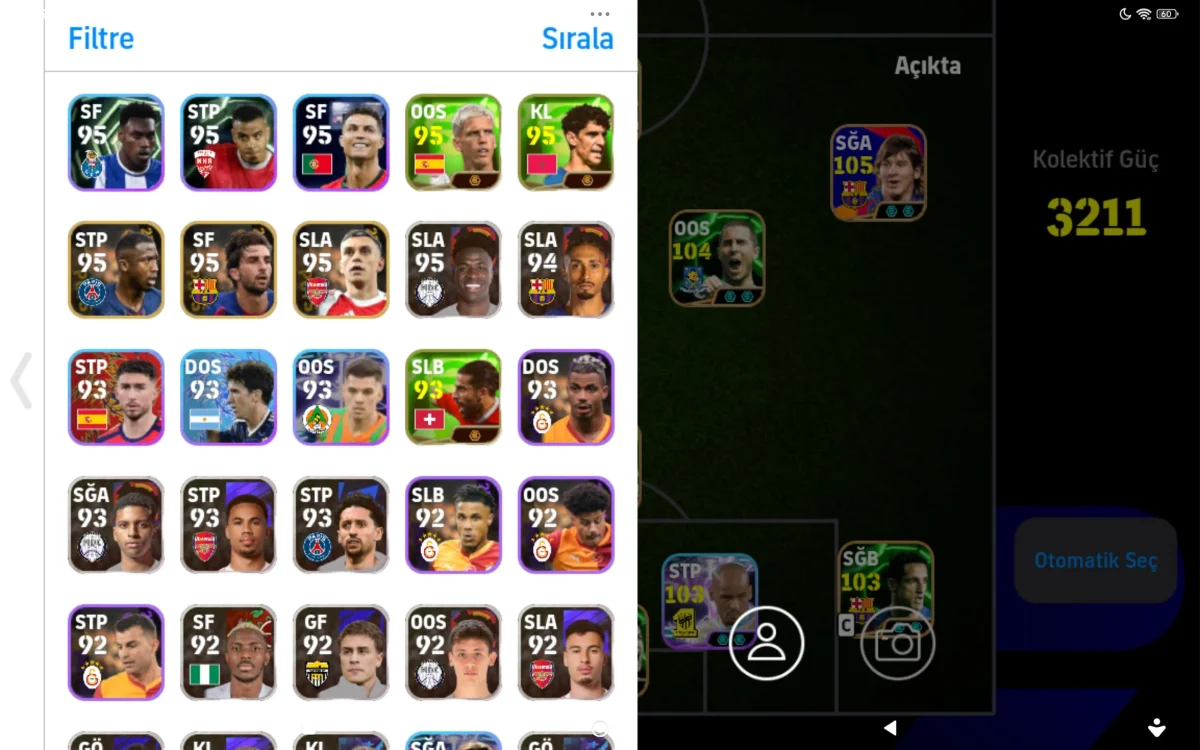 BU FİYATA BEDAVA PES 26 3211 KOLEKTİF DEĞERLİ OYUNCULAR VAR 107 SUAREZ 105 PİRLO 105 HAZARD 104 GAKPO VE DAHA FAZLASI — görsel 3